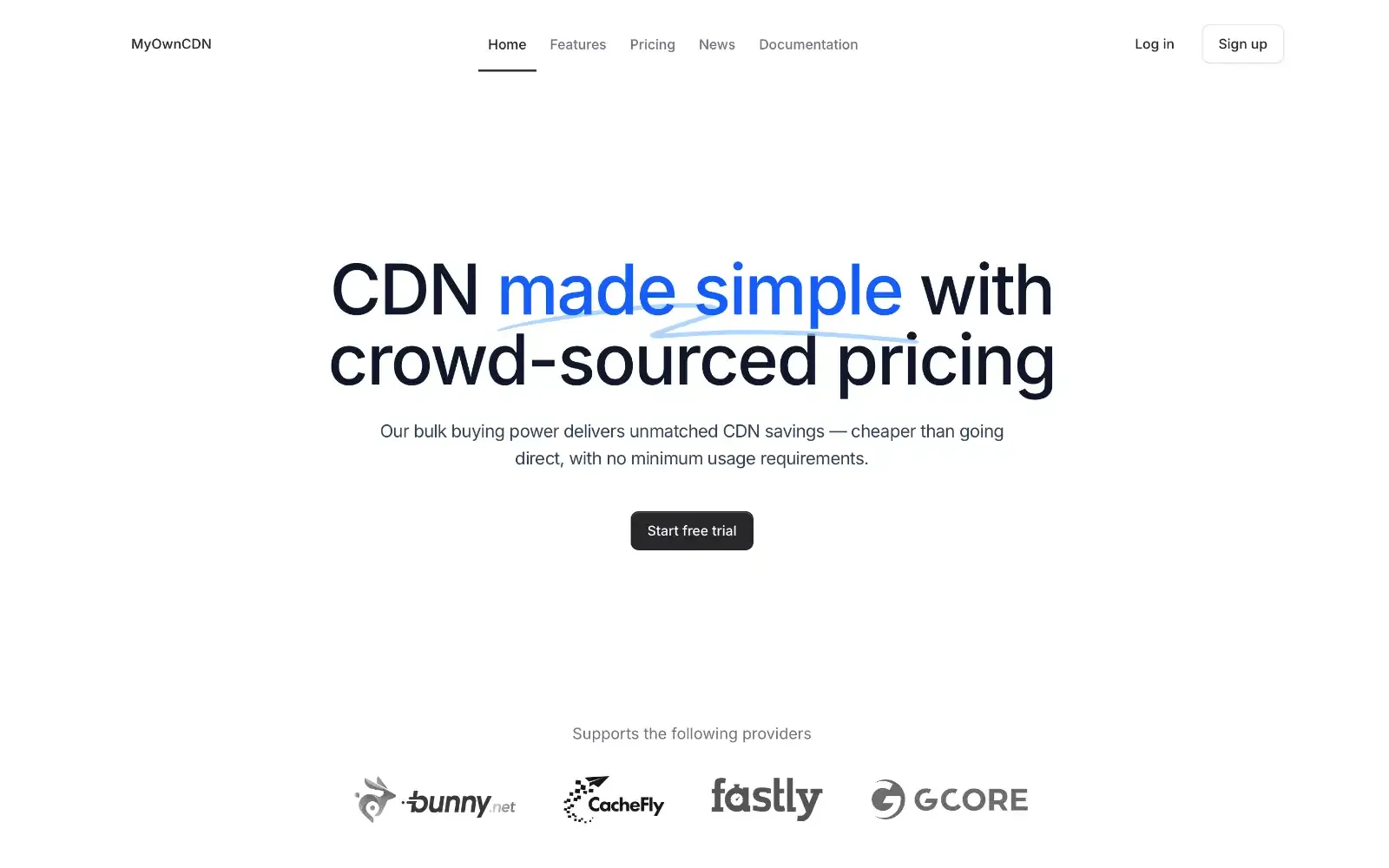 MyOwnCDN website screenshot
